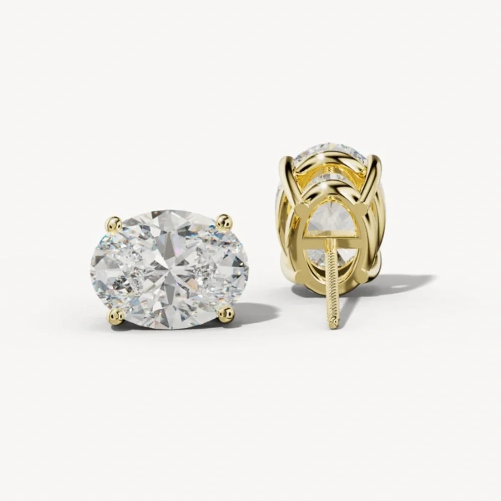 14k Gold Vermeil & Moissanite Earring Studs 2 CT’s Each